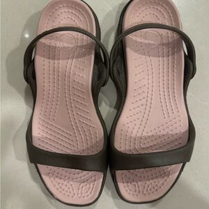 CROCS Cleo Brown and Pink Sandals